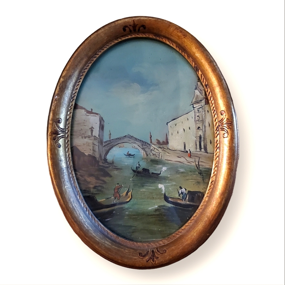 Antique Photo Frame Round Tabletop Wall Hanging for Retro Home Decor Bedroom